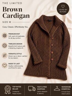 Brown Cardigan- Size M